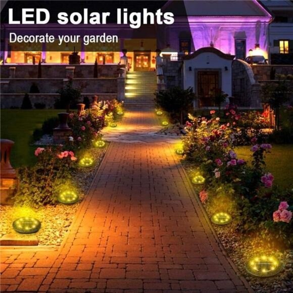 2 Sets Solar Powered Ground lights 12 Pack,Waterproof LED Solar Lights Outdoor l - Picture 6 of 7